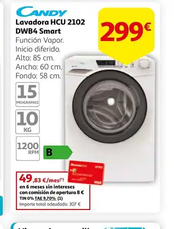 Alcampo CANDY Lavadora HCU 2102 DWB4 Smart oferta