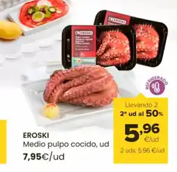 Autoservicios Familia EROSKI Medio pulpo cocido oferta