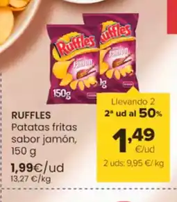 Autoservicios Familia RUFFLES Patatas fritas sabor jamón oferta