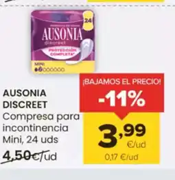 Autoservicios Familia AUSONIA DISCREET Compresa para incontinencia oferta