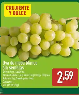 ALDI Uva de mesa blanca sin semillas oferta