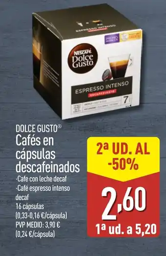 ALDI DOLCE GUSTO Cafés en cápsulas descafeinados oferta