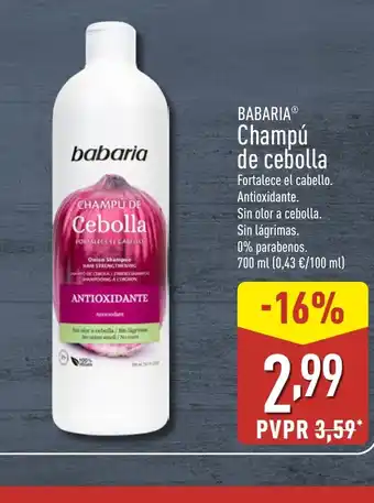 ALDI BABARIA Champú de cebolla oferta