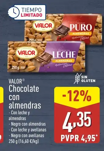 ALDI VALOR Chocolate con almendras oferta