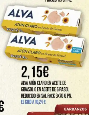 Claudio Alva atún claro en aceite de girasol o en aceite de girasol reducido en sal oferta