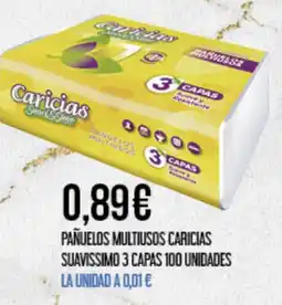 Claudio Pañuelos multiusos caricias suavissimo 3 capas 100 unidades oferta