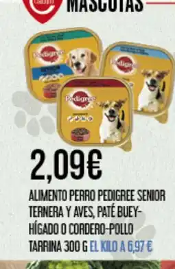 Claudio Alimento perro pedigree senior ternera y aves, paté buey- hígado o cordero-pollo tarrina oferta