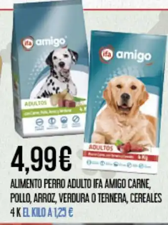 Claudio Alimento perro adulto ifa amigo carne, pollo, arroz, verdura o ternera, cereales oferta