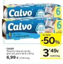 Caprabo CALVO Tonyina clara en oli de gira-sol oferta