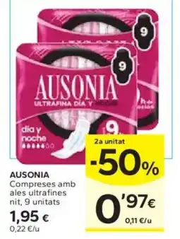 Caprabo AUSONIA Compreses amb ales ultrafines oferta