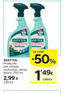 Caprabo SANYTOL Producte per netejar multiusos, sense lleixiu oferta