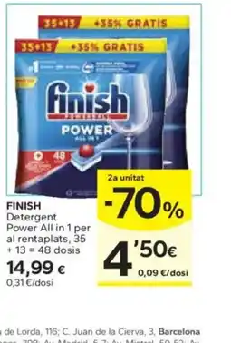 Caprabo FINISH Detergent Power All in 1 per al rentaplats oferta