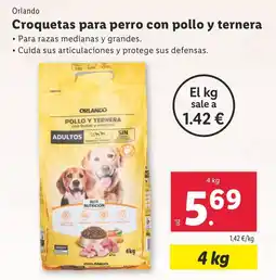 Lidl ORLANDO Croquetas para perro con pollo y ternera oferta