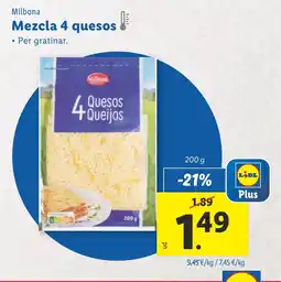 Lidl MILBONA Mezcla 4 quesos oferta