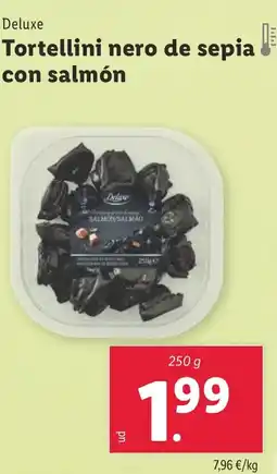 Lidl DELUXE Tortellini nero de sepia con salmón oferta