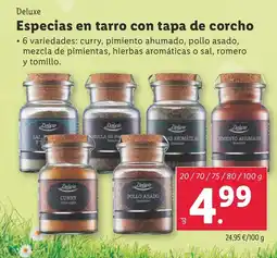 Lidl DELUXE Especias en tarro con tapa de corcho oferta