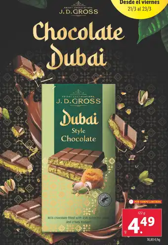 Lidl J.D.GROSS Chocolate Dubai oferta