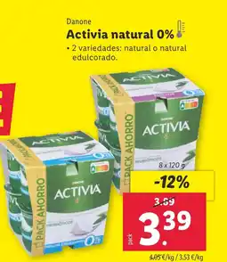 Lidl DANONE Activia natural 0% oferta