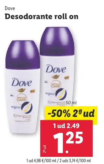 Lidl DOVE Desodorante roll on oferta