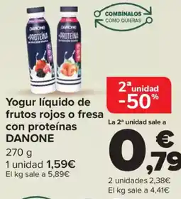 Carrefour DANONE Yogur líquido de frutos rojos o fresa con proteínas oferta