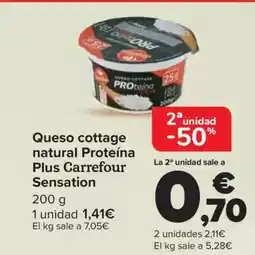 Carrefour Queso cottage natural Proteína Plus Carrefour Sensation oferta