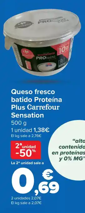 Carrefour Queso fresco batido Proteína Plus Carrefour Sensation oferta