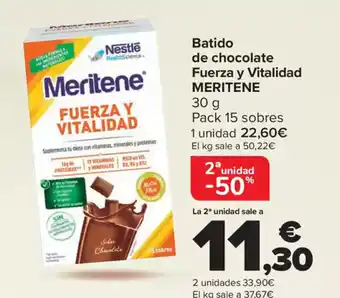 Carrefour MERITENE Batido de chocolate Fuerza y Vitalidad oferta