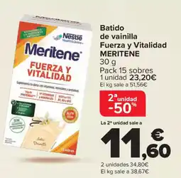 Carrefour MERITENE Batido de vainilla Fuerza y Vitalidad oferta