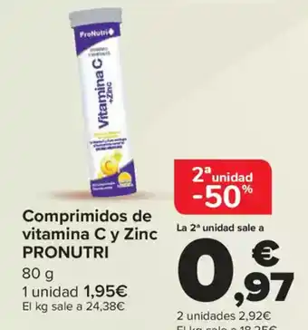 Carrefour PRONUTRI Comprimidos de vitamina C y Zinc oferta