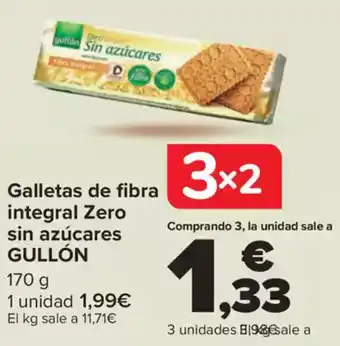 Carrefour GULLÓN Galletas de fibra integral Zero sin azúcares oferta