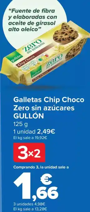 Carrefour GULLÓN Galletas Chip Choco Zero sin azúcares oferta