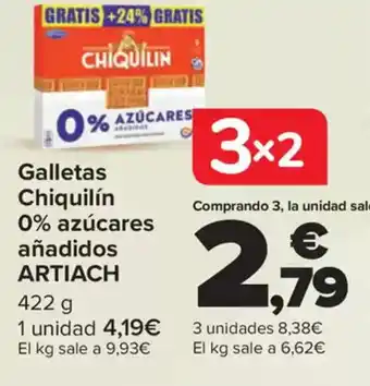 Carrefour ARTIACH Galletas Chiquilín 0% azúcares añadidos oferta