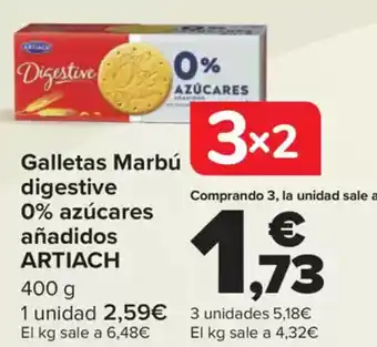 Carrefour ARTIACH Galletas Marbú digestive 0% azúcares añadidos oferta