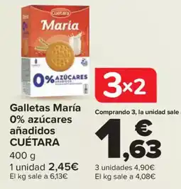 Carrefour CUÉTARA Galletas María 0% azúcares añadidos oferta