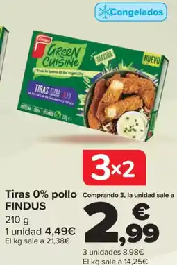 Carrefour FINDUS Tiras 0% pollo oferta