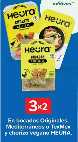 Carrefour HEURA En bocados Originales, Mediterráneos o TexMex y chorizo vegano oferta