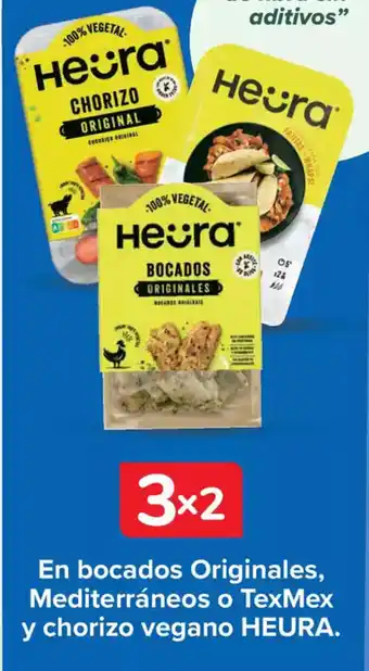 Carrefour HEURA En bocados Originales, Mediterráneos o TexMex y chorizo vegano oferta