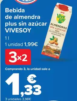 Carrefour VIVESOY Bebida de almendra plus sin azúcar oferta