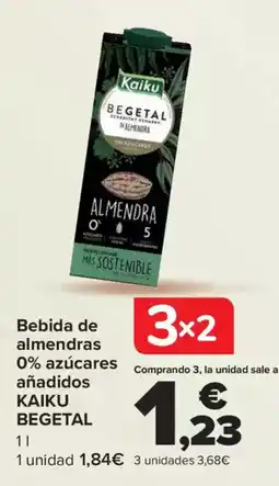 Carrefour KAIKU BEGETAL Bebida de almendras 0% azúcares añadidos oferta