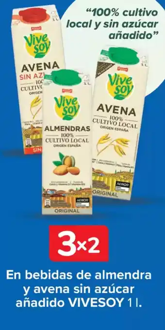 Carrefour VIVESOY  En bebidas de almendra y avena sin azúcar añadido oferta