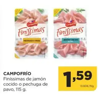 Alimerka CAMPOFRÍO Finíssimas de jamón cocido o pechuga de pavo oferta