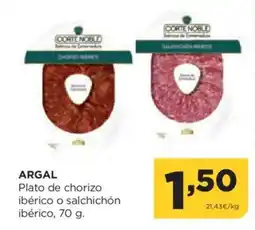 Alimerka ARGAL Plato de chorizo ibérico o salchichón oferta