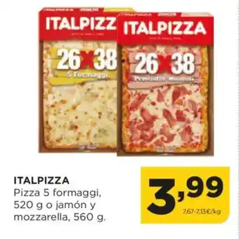 Alimerka ITALPIZZA Pizza 5 formaggi o jamón y mozzarella oferta