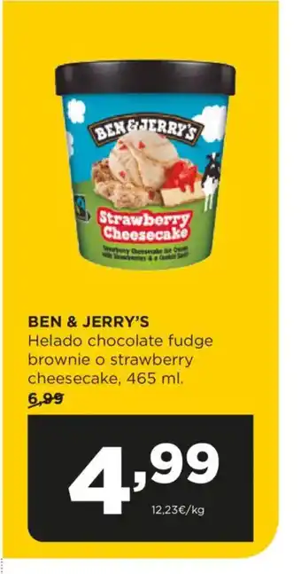 Alimerka BEN&JERRY'S Helado chocolate fudge brownie o strawberry cheesecake oferta