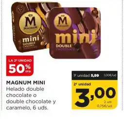 Alimerka MAGNUM MINI Helado double chocolate o double chocolate y caramelo oferta