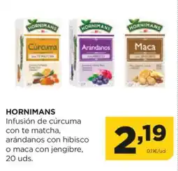 Alimerka HORNIMANS Infusión de cúrcuma con te matcha, arándanos con hibisco o maca con jengibre oferta