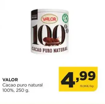 Alimerka VALOR Cacao puro natural 100% oferta