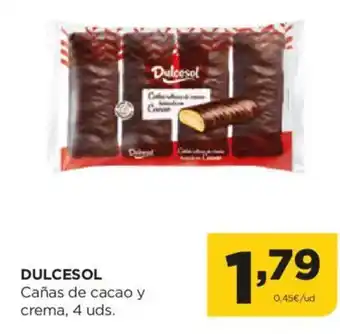 Alimerka DULCESOL Cañas de cacao y crema, 4 uds. oferta