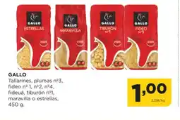 Alimerka GALLO Tallarines, plumas nº3, fideo nº 1, nº2, nº4, fideuá, tiburón nº1, maravilla o estrellas oferta