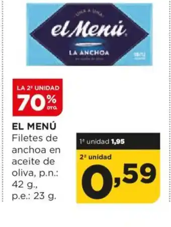 Alimerka EL MENÚ Filetes de anchoa en aceite de oliva oferta